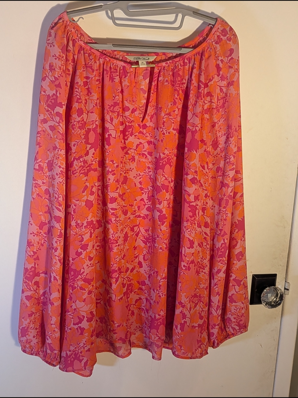 The Pioneer Woman Pink and Orange Floral Peasant Blouse
